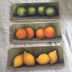 3 Stretched Reproduction Fruit Paintings - Fruit